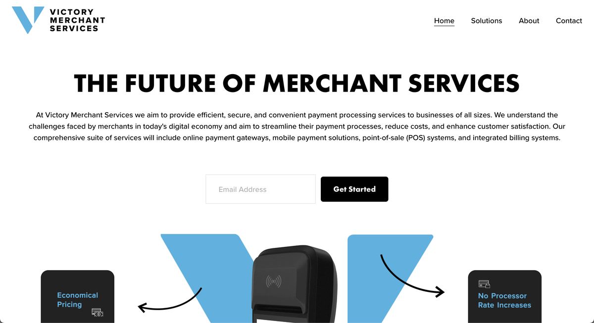 Victory Merchant Services website screenshot