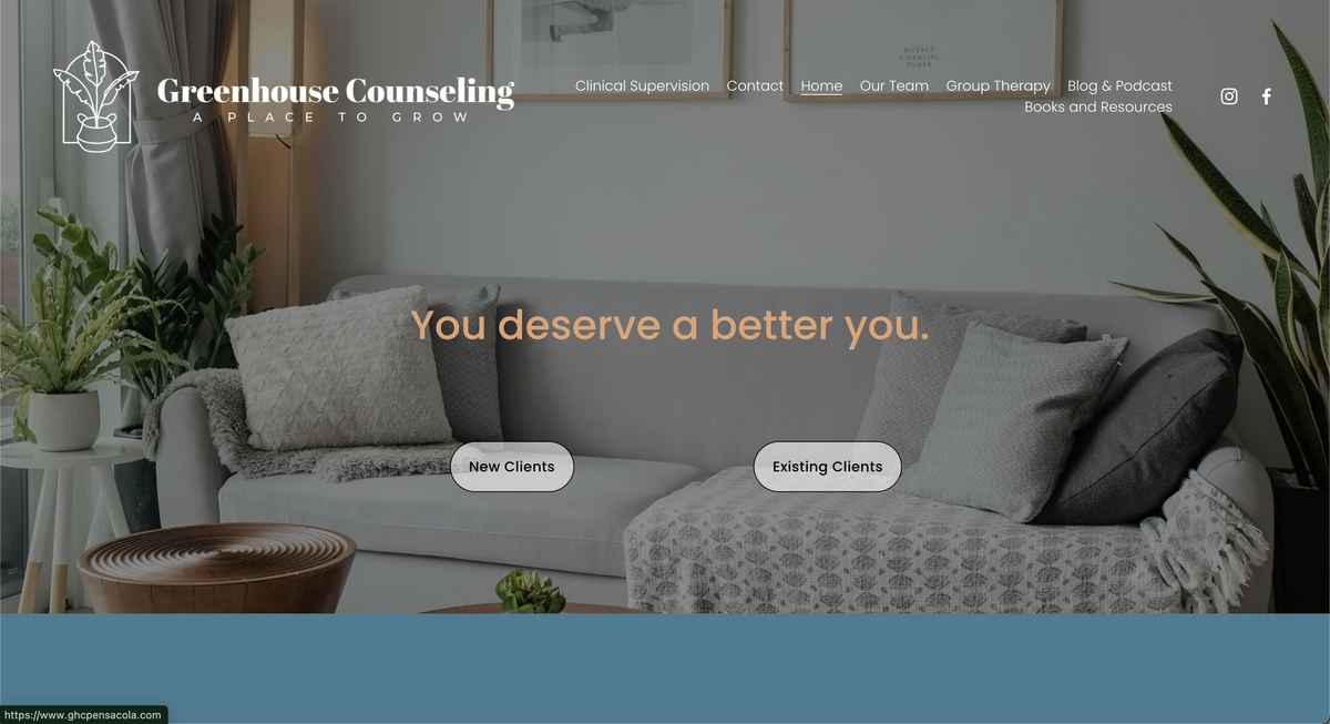 Greenhouse Counseling website screenshot